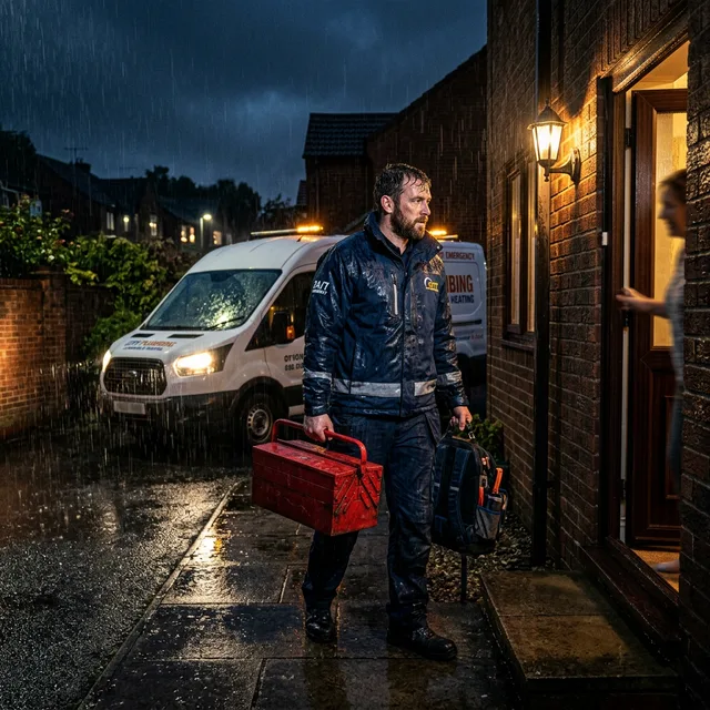 Emergency plumber on a night call-out in Cardiff